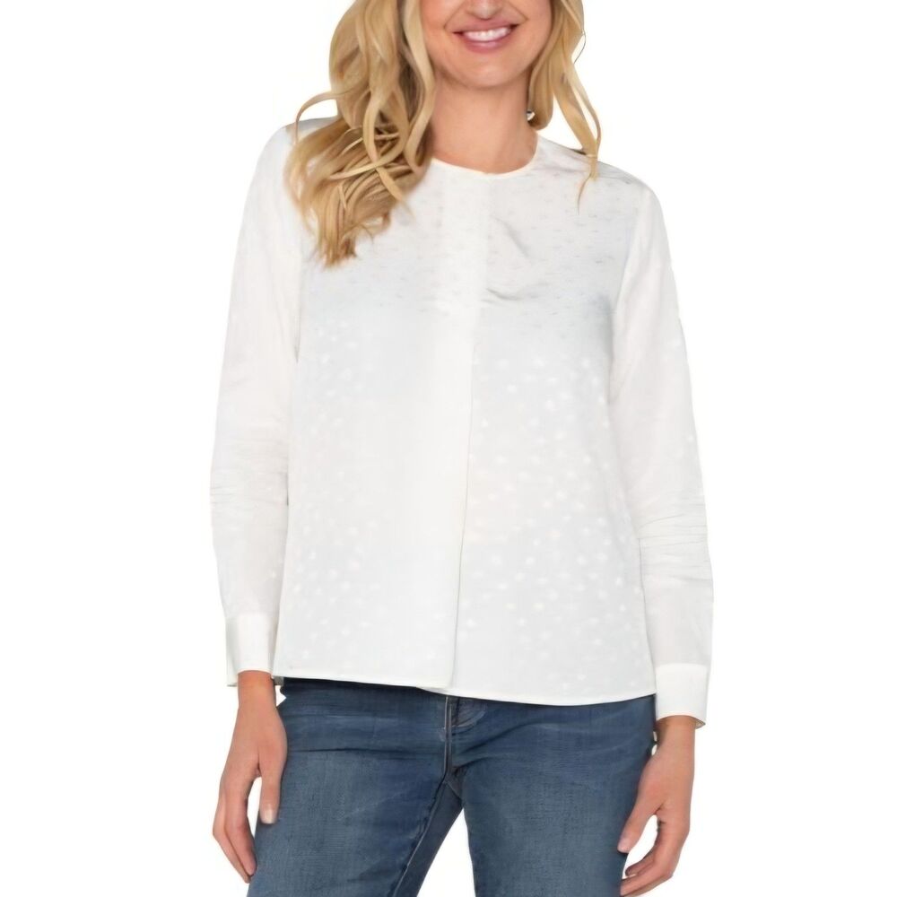 Liverpool Los Angeles Porcelain Dot Popover Woven Blouse Size S NWT - Picture 3 of 12